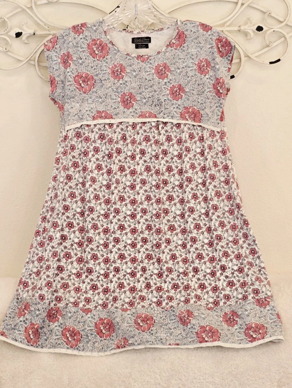 Lucky Brand Girls Floral Short Sleeve Dress - Pink & White